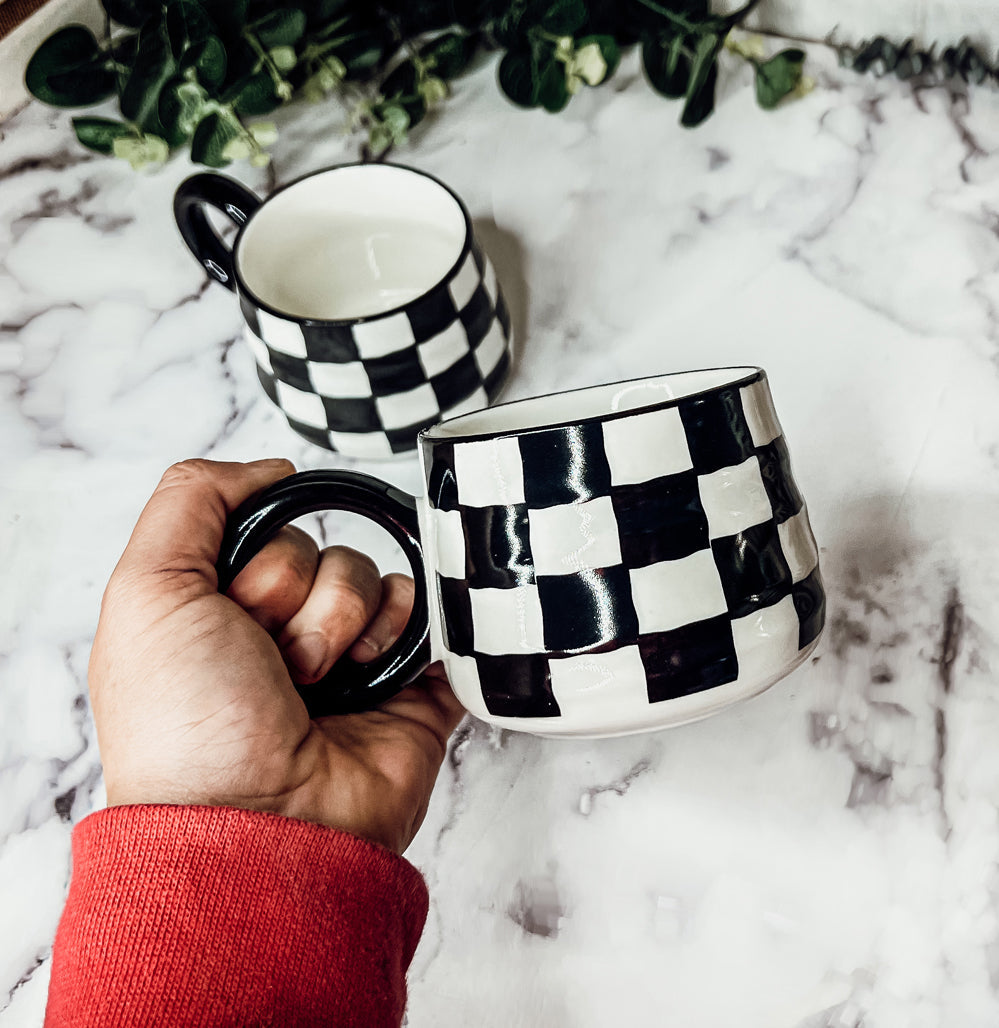 Black & White Retro Checkered Mug