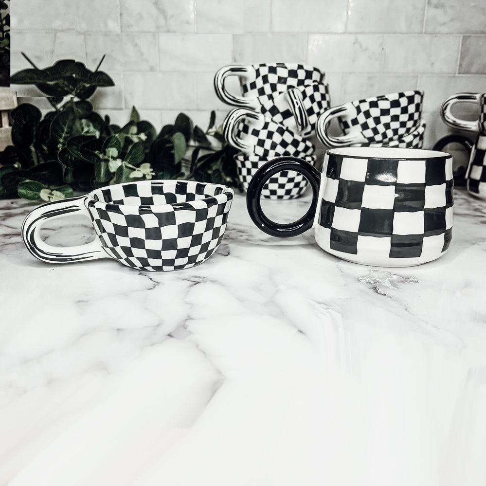 Black & White Retro Checkered Mug