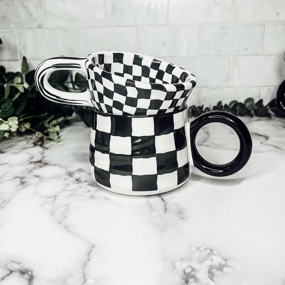 Black & White Retro Checkered Mug