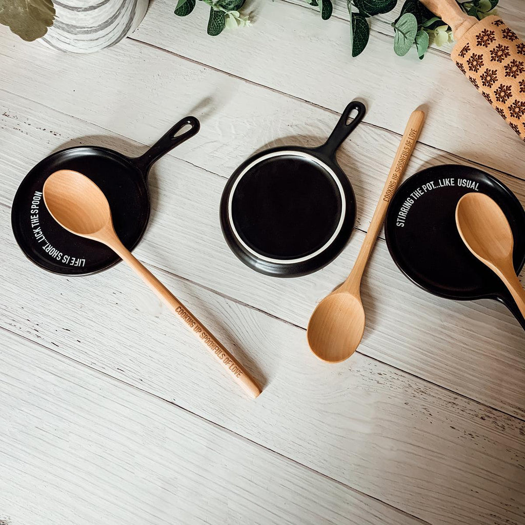 Give It a Rest Spoon Rest and Wooden Spoon  — Select Your Style & Spoon