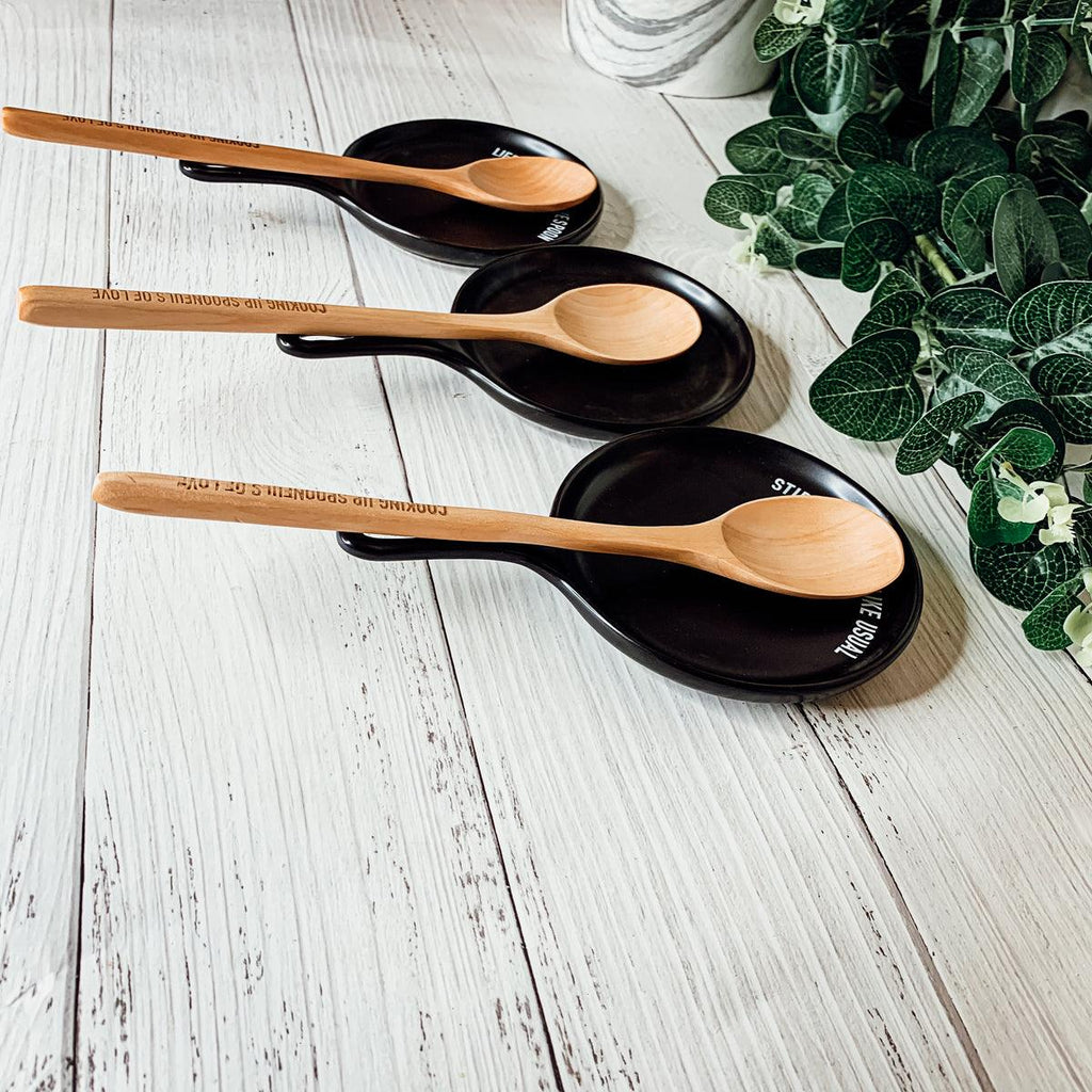 Give It a Rest Spoon Rest and Wooden Spoon  — Select Your Style & Spoon