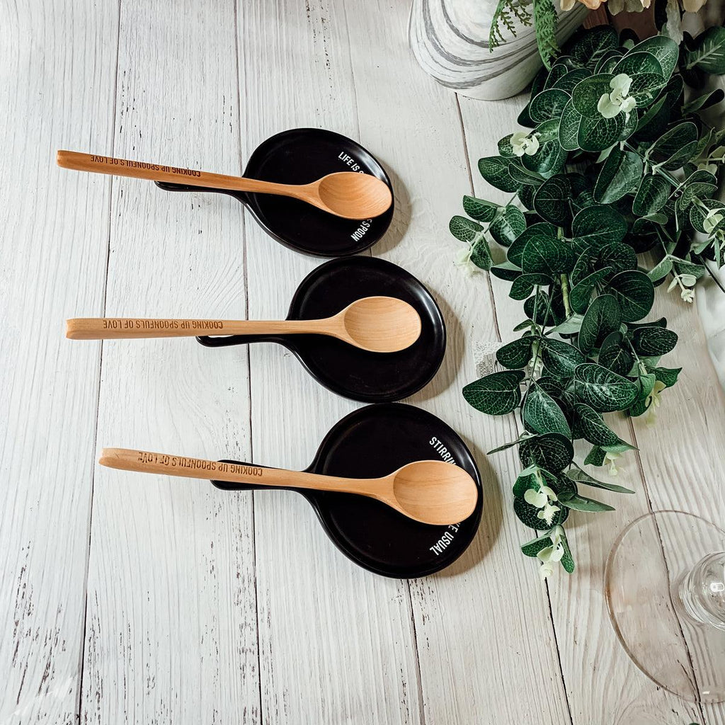 Give It a Rest Spoon Rest and Wooden Spoon  — Select Your Style & Spoon