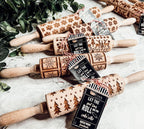Handmade Wooden Embossed Christmas Rolling Pin Set — Select Your Style & Size