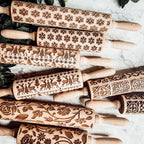 Handmade Wooden Embossed Christmas Rolling Pin Set — Select Your Style & Size