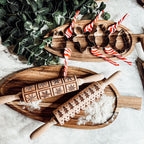 Handmade Wooden Embossed Christmas Rolling Pin Set — Select Your Style & Size