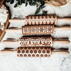 Handmade Wooden Embossed Christmas Rolling Pin Set — Select Your Style & Size