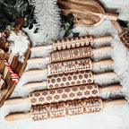 Handmade Wooden Embossed Christmas Rolling Pin Set — Select Your Style & Size