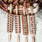 Handmade Wooden Embossed Christmas Rolling Pin Set — Select Your Style & Size
