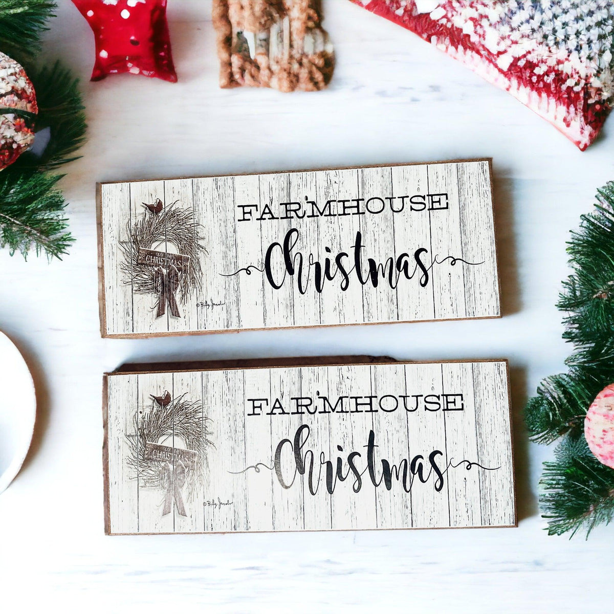 Wooden "Farmhouse Christmas" Decorative Sign