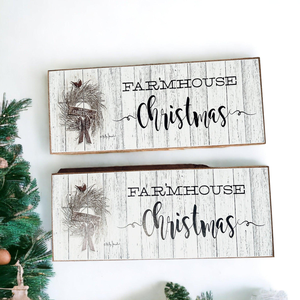 Wooden "Farmhouse Christmas" Decorative Sign