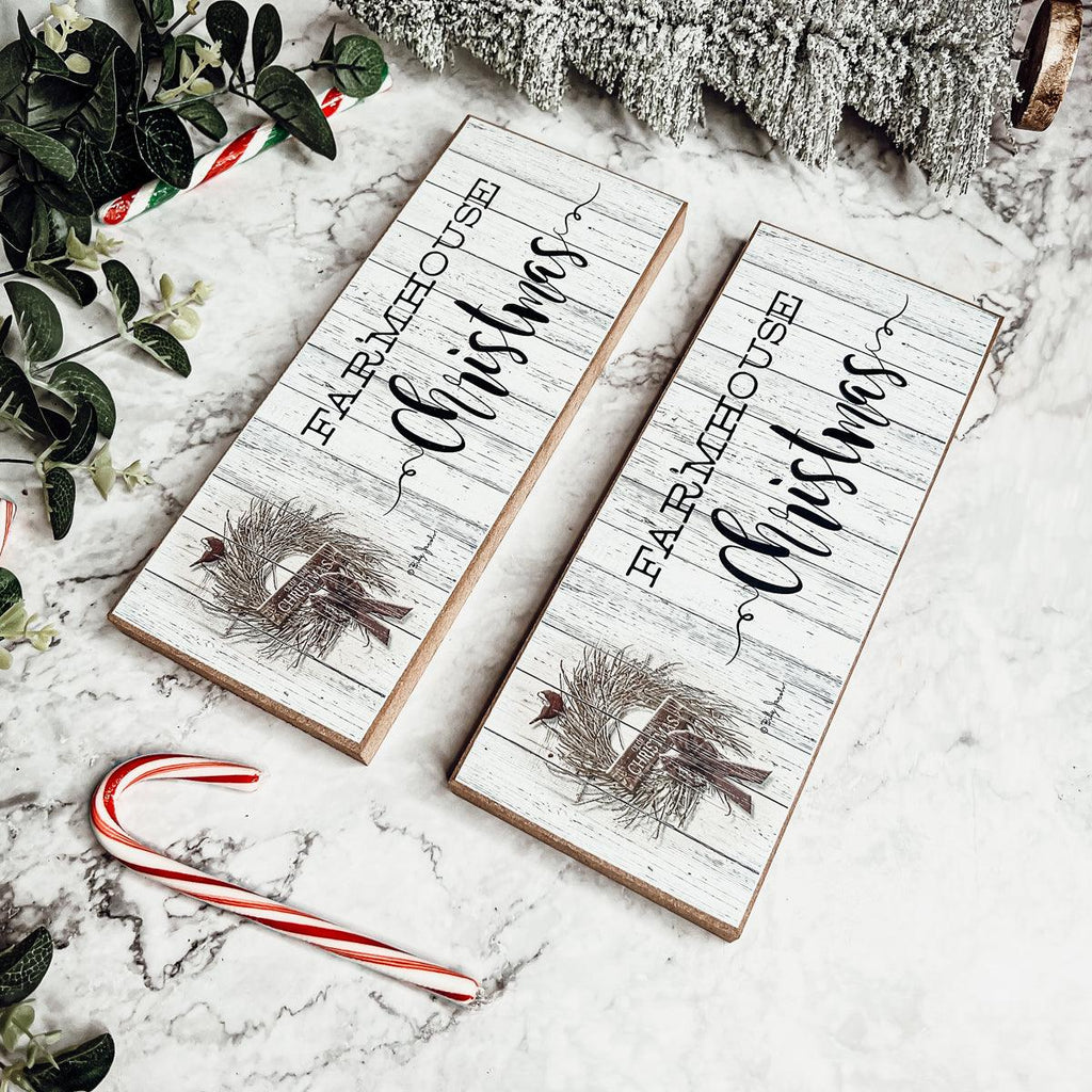 Wooden "Farmhouse Christmas" Decorative Sign