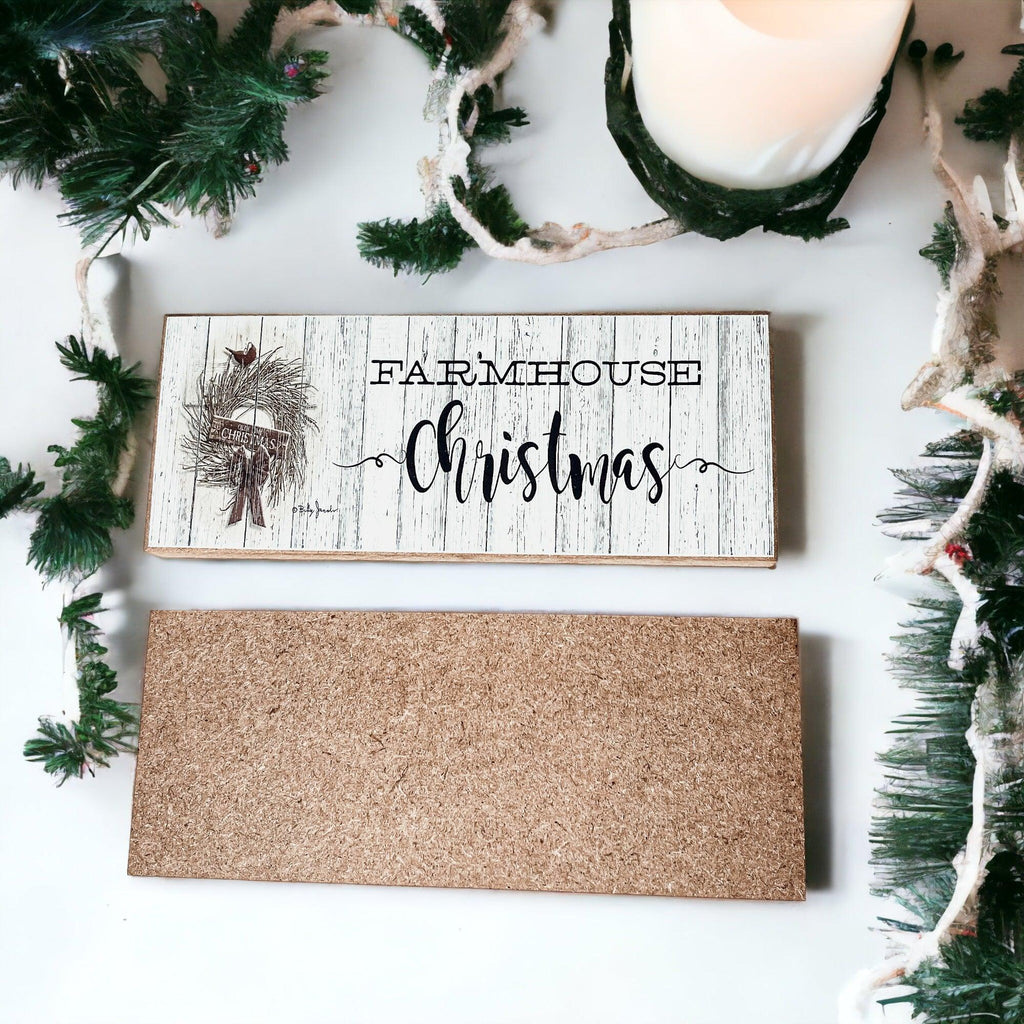 Wooden "Farmhouse Christmas" Decorative Sign