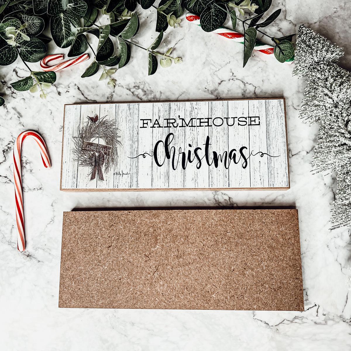 Wooden "Farmhouse Christmas" Decorative Sign