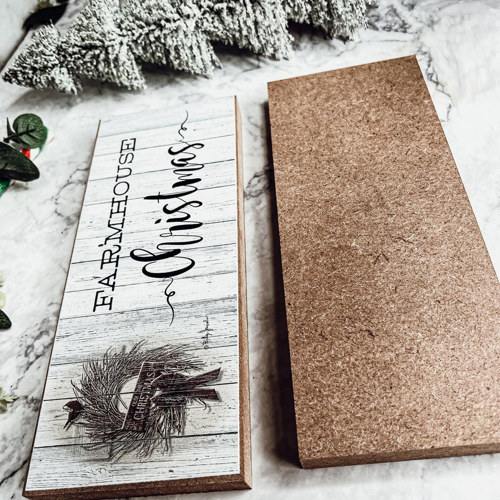 Wooden "Farmhouse Christmas" Decorative Sign