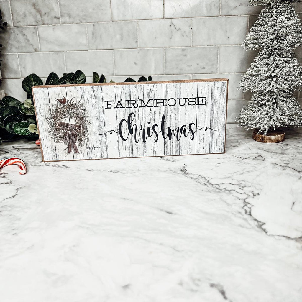Wooden "Farmhouse Christmas" Decorative Sign