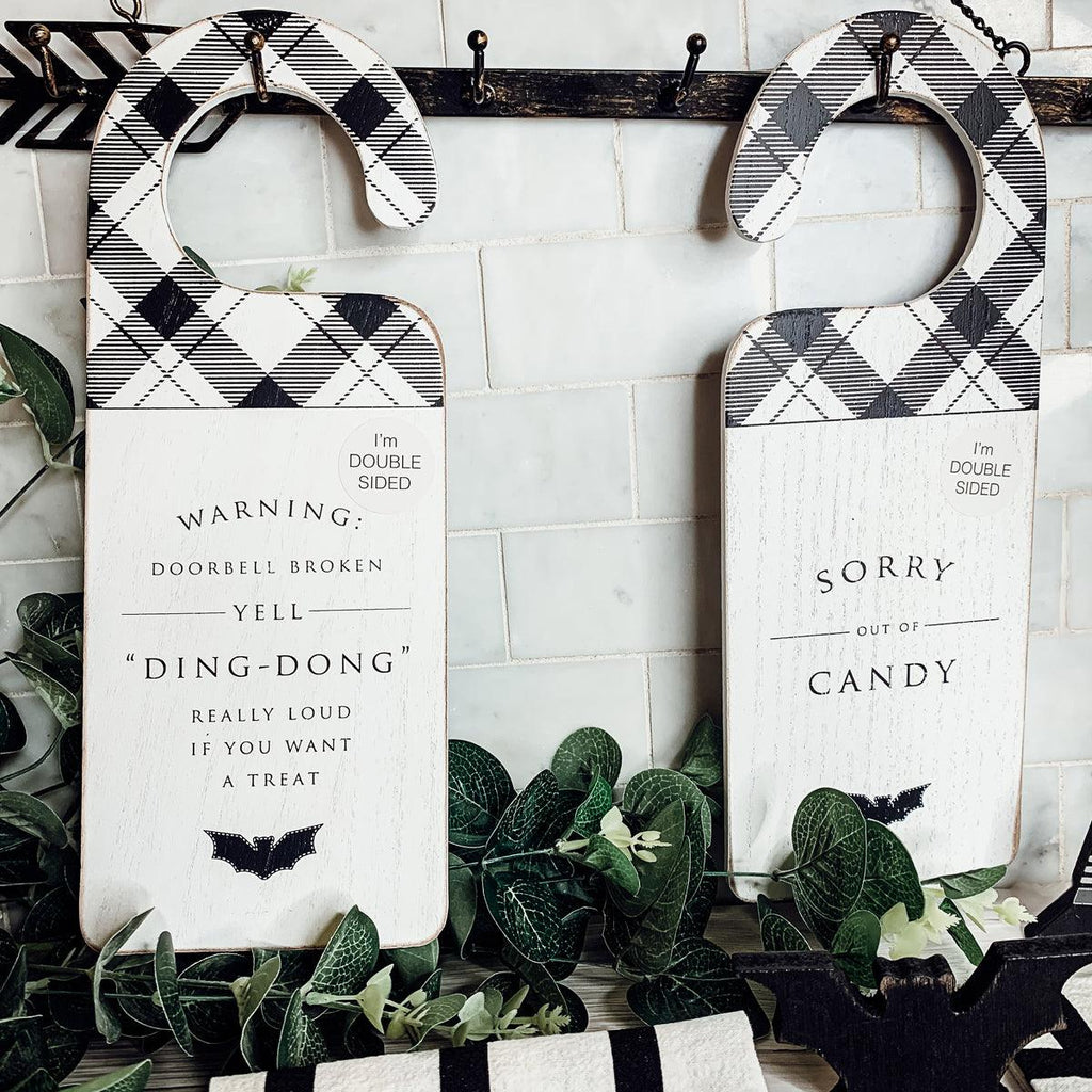 Ding Dong Double-Sided Halloween Door Knob Sign