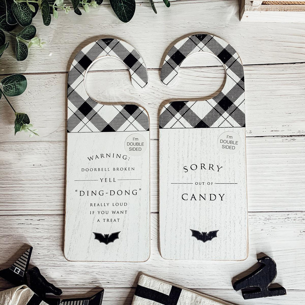Ding Dong Double-Sided Halloween Door Knob Sign