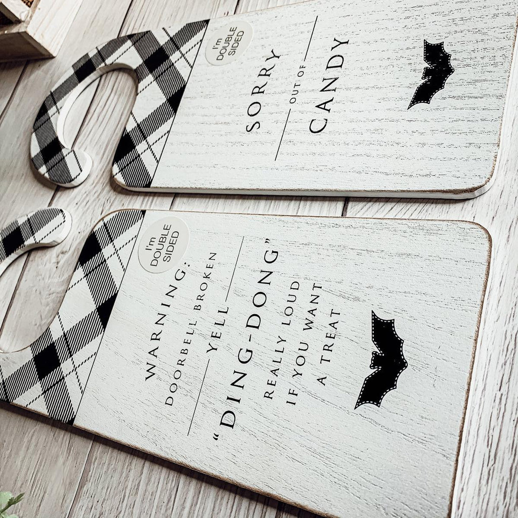 Ding Dong Double-Sided Halloween Door Knob Sign