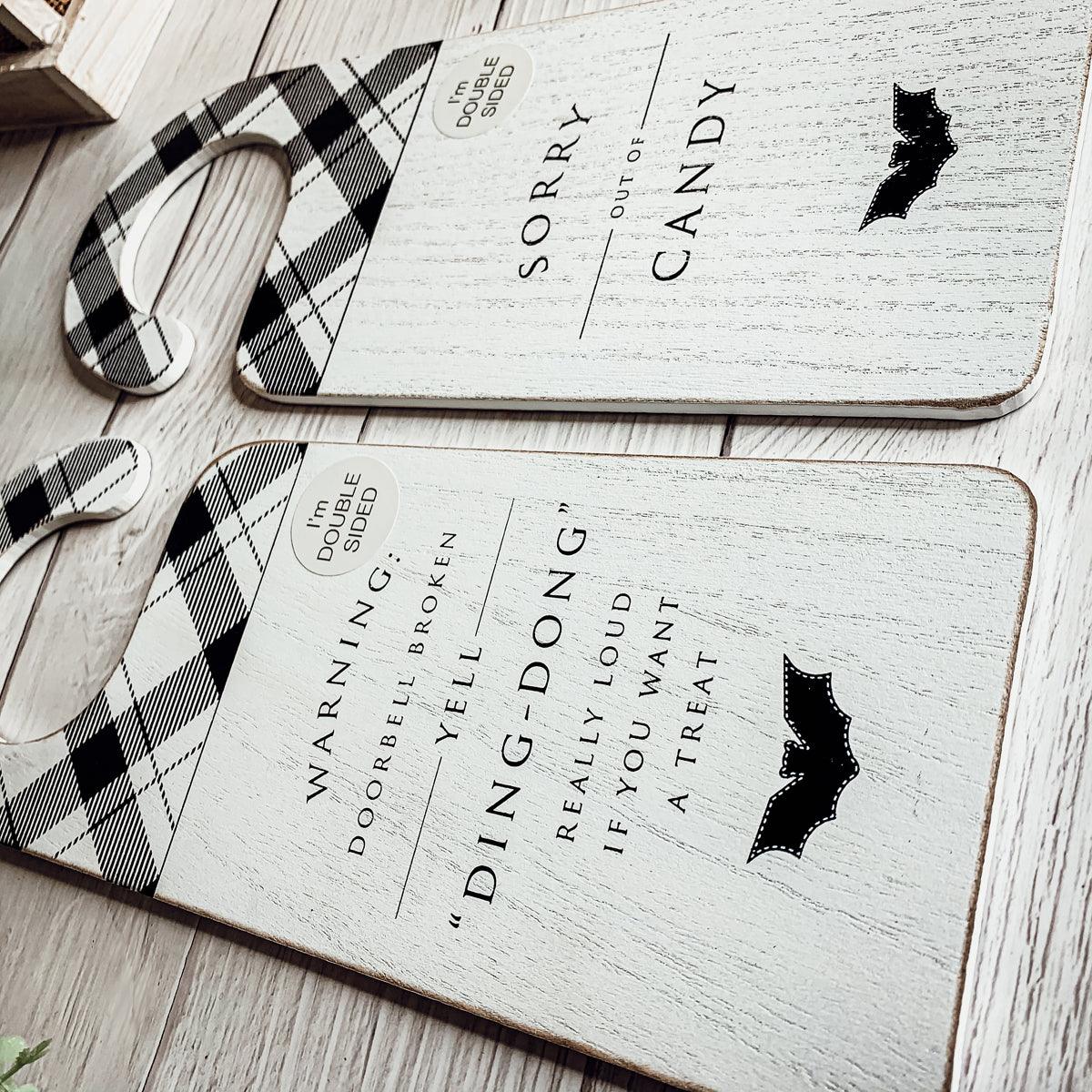 Ding Dong Double-Sided Halloween Door Knob Sign
