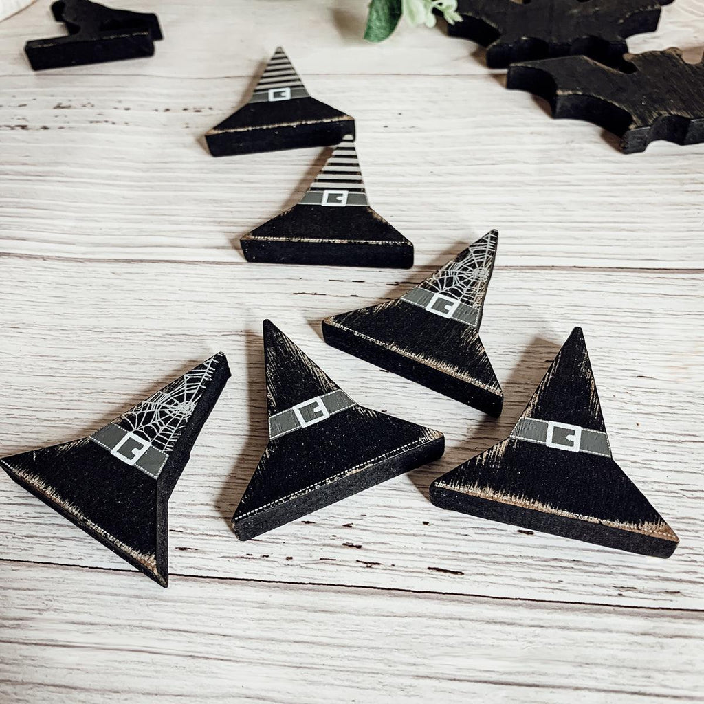 Black Wooden Halloween Decorations - 6 pack — Select Your Shape