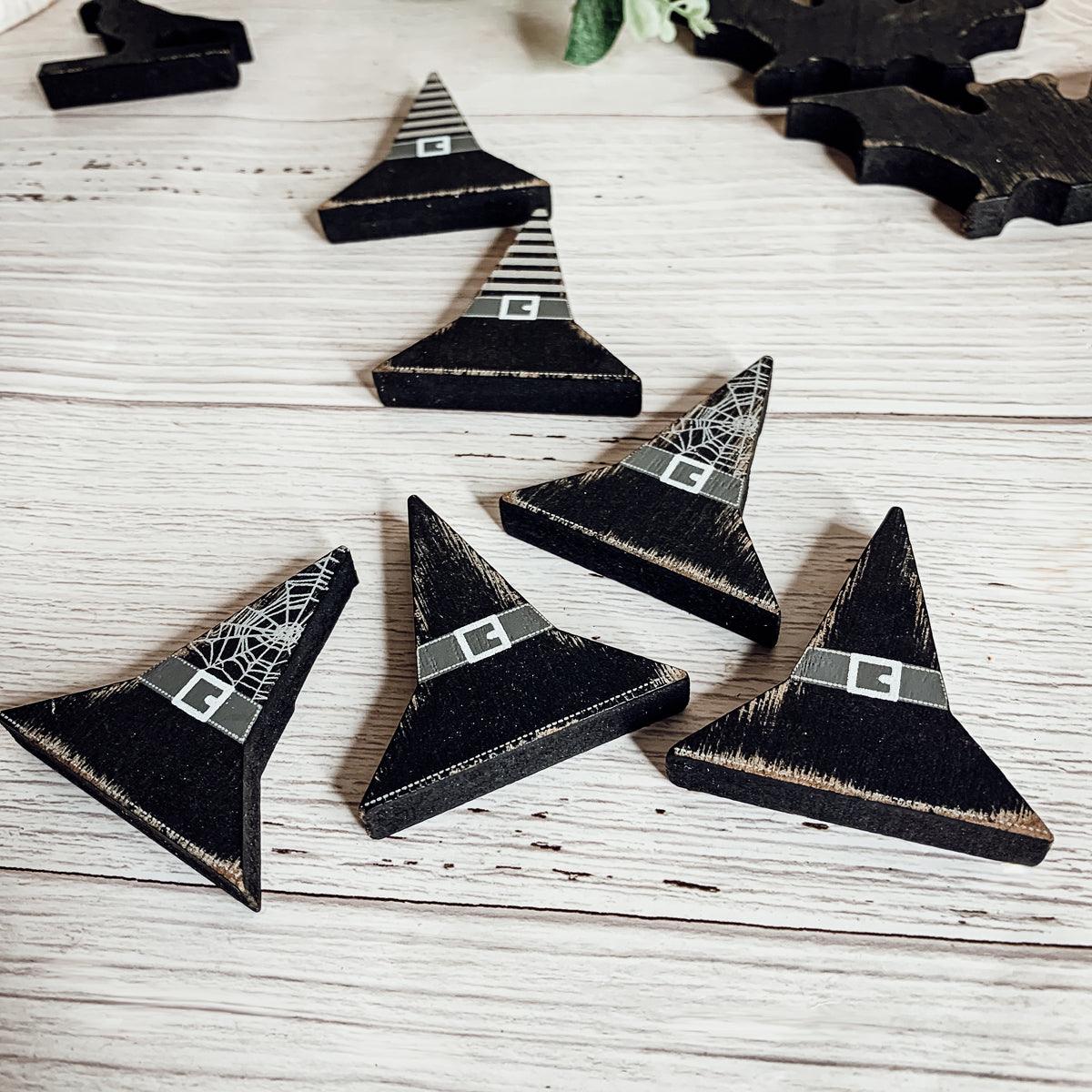 Black Wooden Halloween Decorations - 6 pack — Select Your Shape