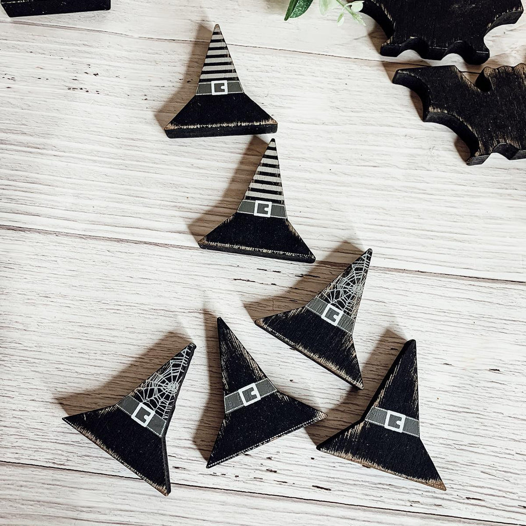 Black Wooden Halloween Decorations - 6 pack — Select Your Shape