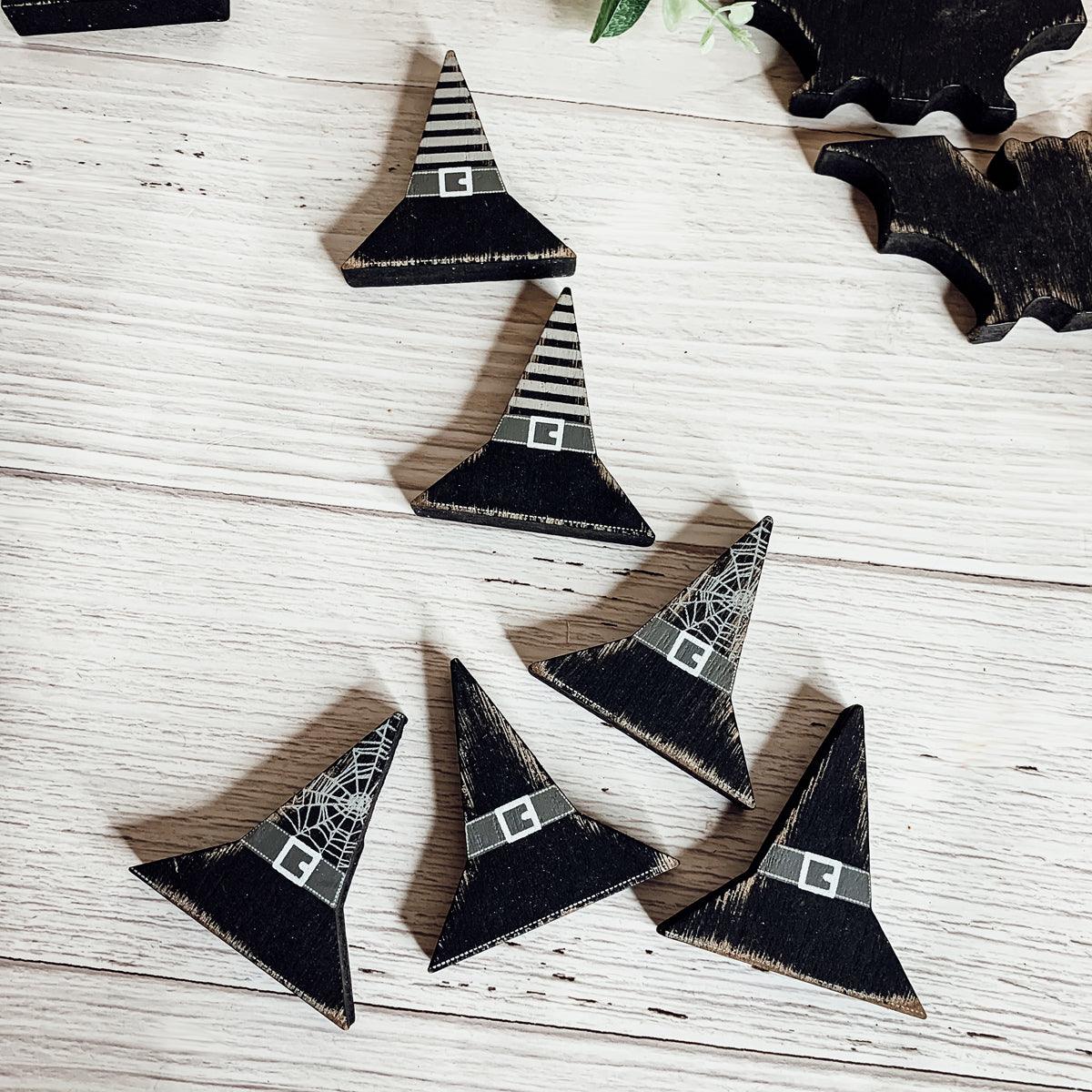 Black Wooden Halloween Decorations - 6 pack — Select Your Shape