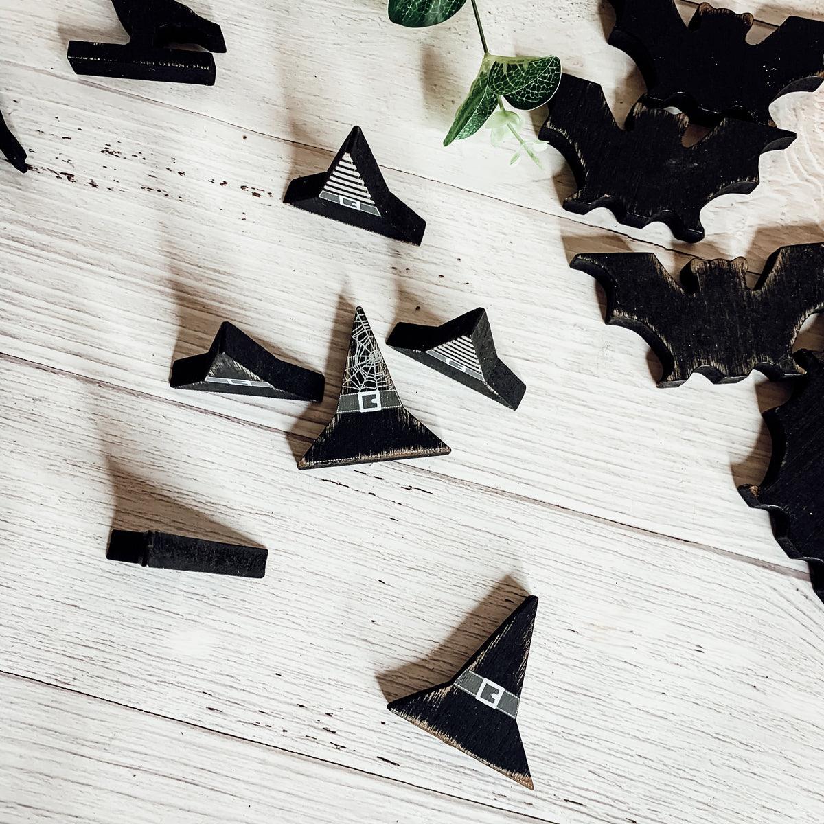 Black Wooden Halloween Decorations - 6 pack — Select Your Shape