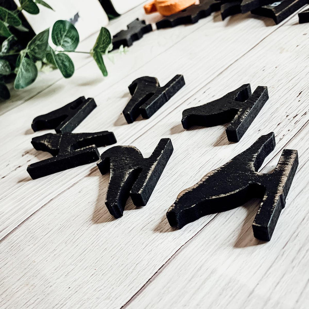 Black Wooden Halloween Decorations - 6 pack — Select Your Shape
