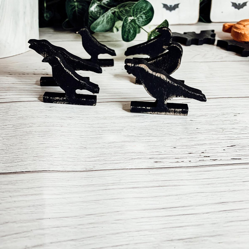Black Wooden Halloween Decorations - 6 pack — Select Your Shape