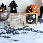 Double-Sided Wood Framed Sign "Hey Boo" + "It's Cuddle Weather"