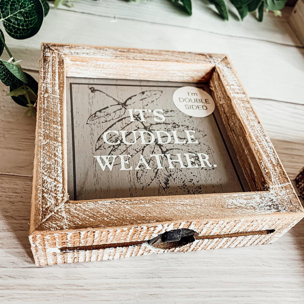 Double-Sided Wood Framed Sign "Hey Boo" + "It's Cuddle Weather"