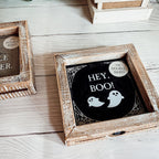 Double-Sided Wood Framed Sign "Hey Boo" + "It's Cuddle Weather"