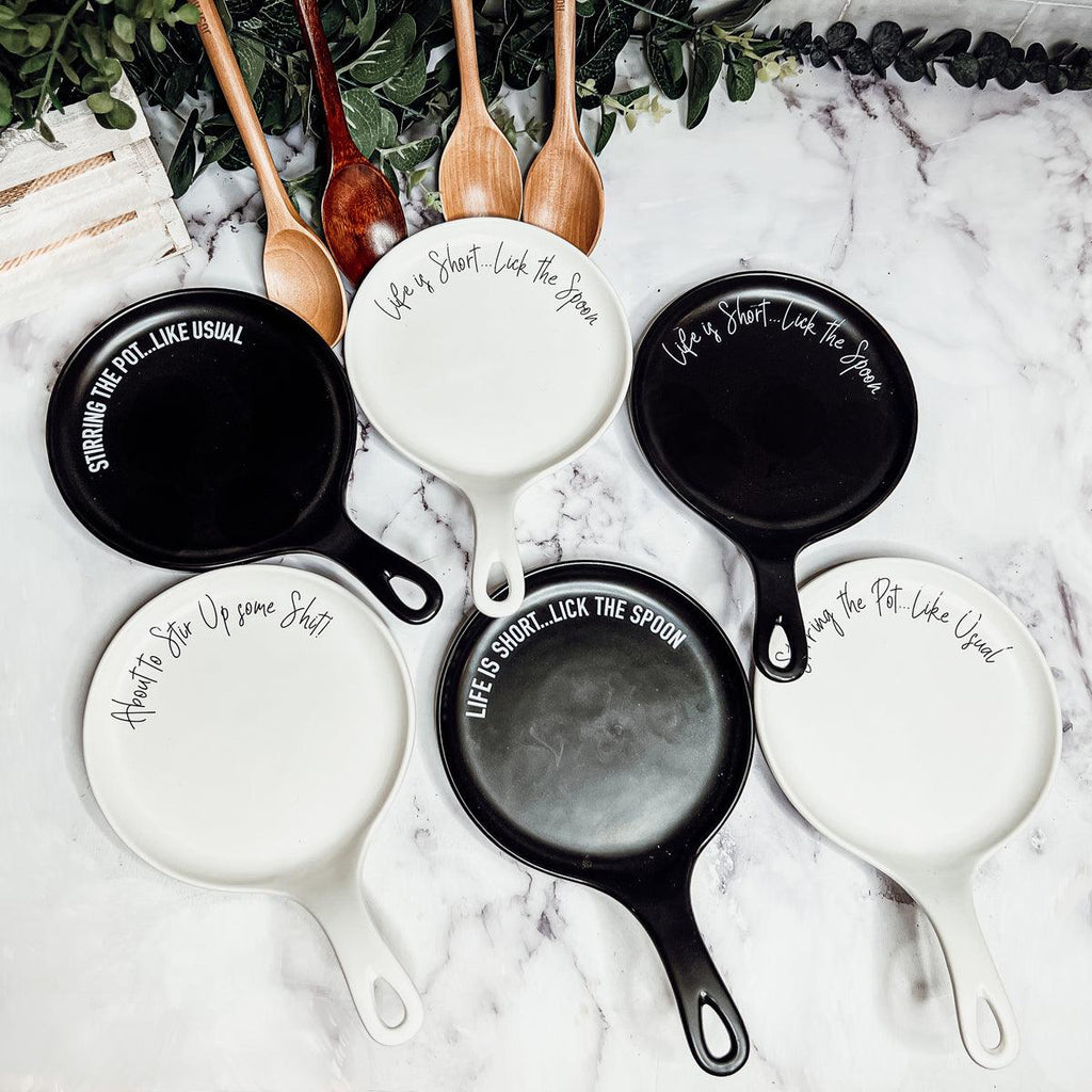 Large Give It a Rest Spoon Rest and Wooden Spoon  — Select Your Style & Spoon