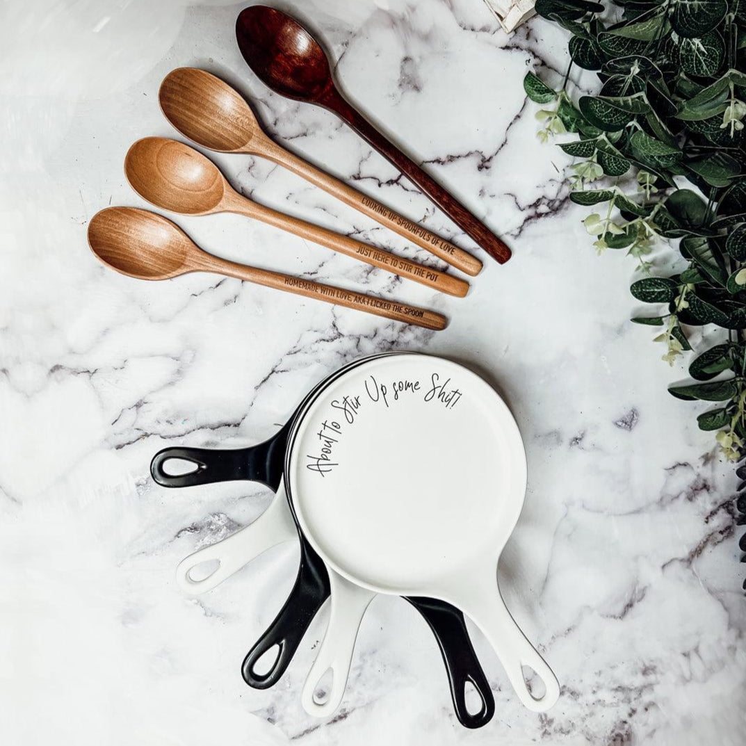 Large Give It a Rest Spoon Rest and Wooden Spoon  — Select Your Style & Spoon