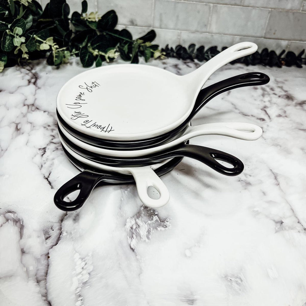 Cursive "Life is Short...Lick the Spoon" Spoon Rest & Wooden Spoon — Select Your Color & Spoon