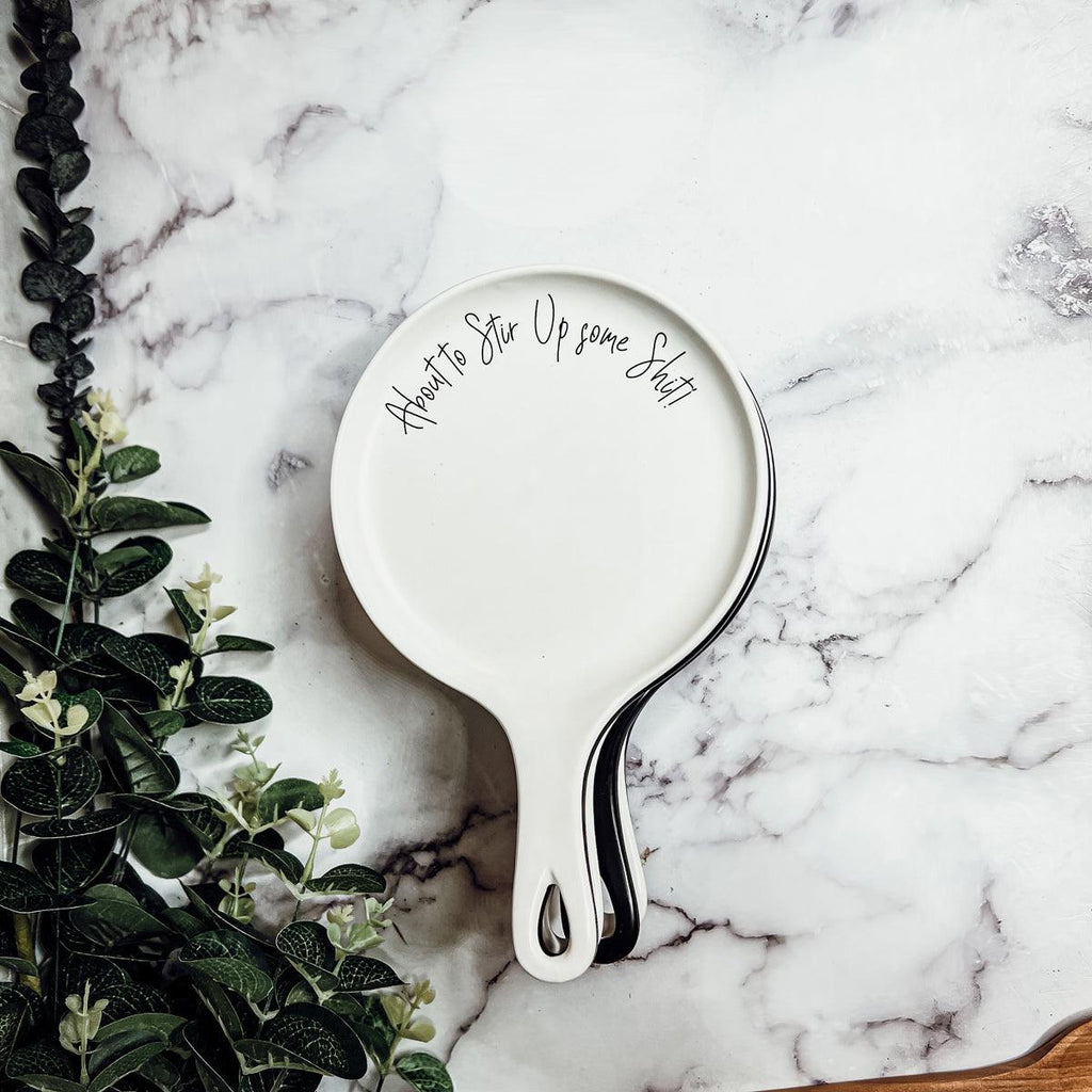 Large Give It a Rest Spoon Rest and Wooden Spoon  — Select Your Style & Spoon