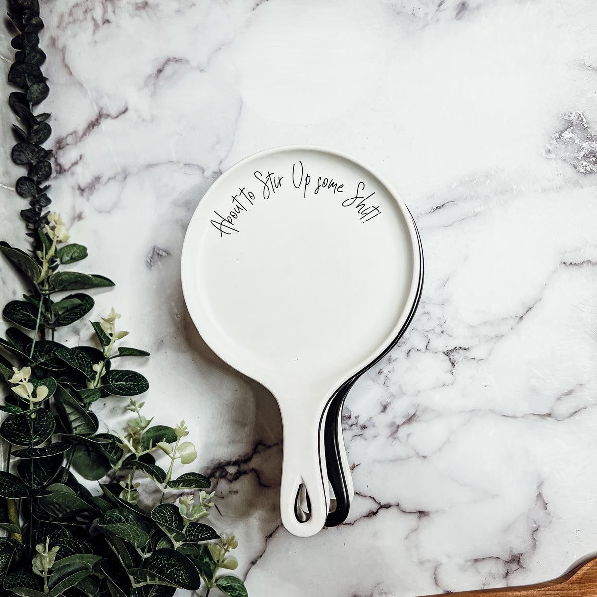 Large Give It a Rest Spoon Rest and Wooden Spoon  — Select Your Style & Spoon