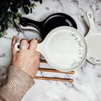Cursive "Life is Short...Lick the Spoon" Spoon Rest & Wooden Spoon — Select Your Color & Spoon