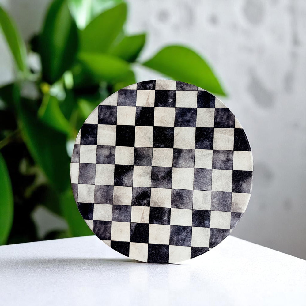 Courtly Check Ceramic Coasters — Select Your Pack & Style