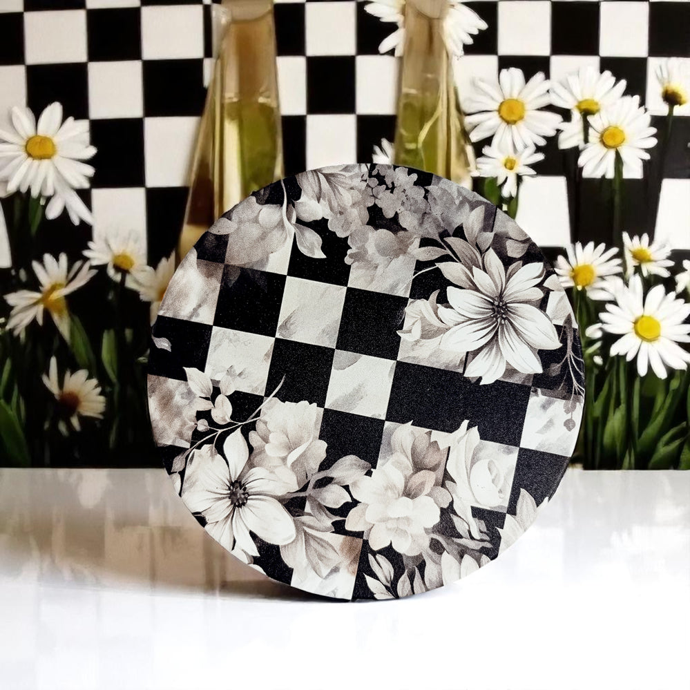 Courtly Check Ceramic Coasters — Select Your Pack & Style