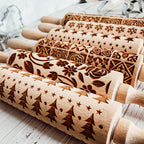 Handmade Wooden Embossed Christmas Rolling Pin Set — Select Your Style & Size
