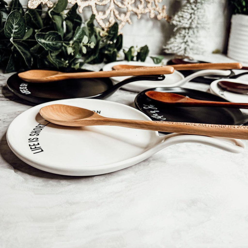 Large Give It a Rest Spoon Rest and Wooden Spoon  — Select Your Style & Spoon