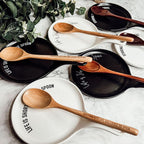 Bold "Life is Short...Lick the Spoon" Spoon Rest & Wooden Spoon — Select Your Color & Spoon