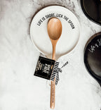 Bold "Life is Short...Lick the Spoon" Spoon Rest & Wooden Spoon — Select Your Color & Spoon