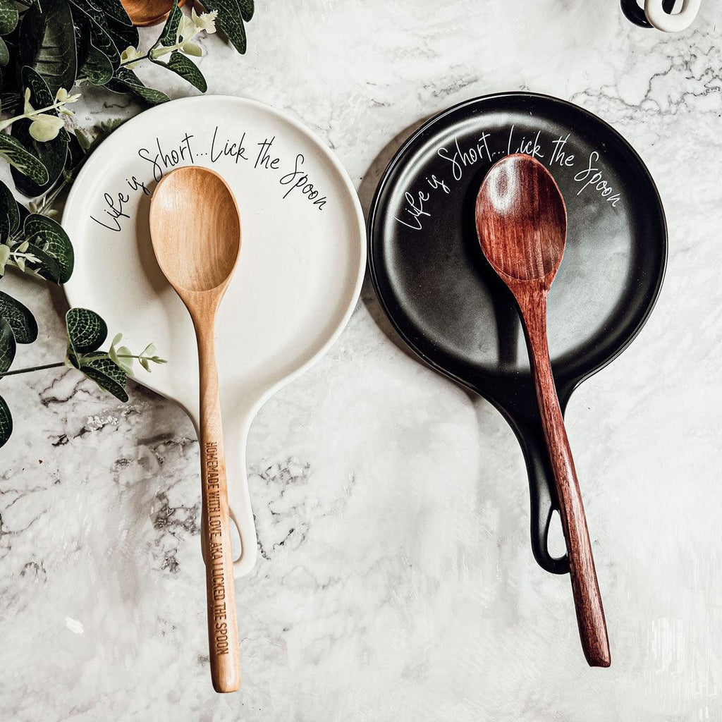Large Give It a Rest Spoon Rest and Wooden Spoon  — Select Your Style & Spoon