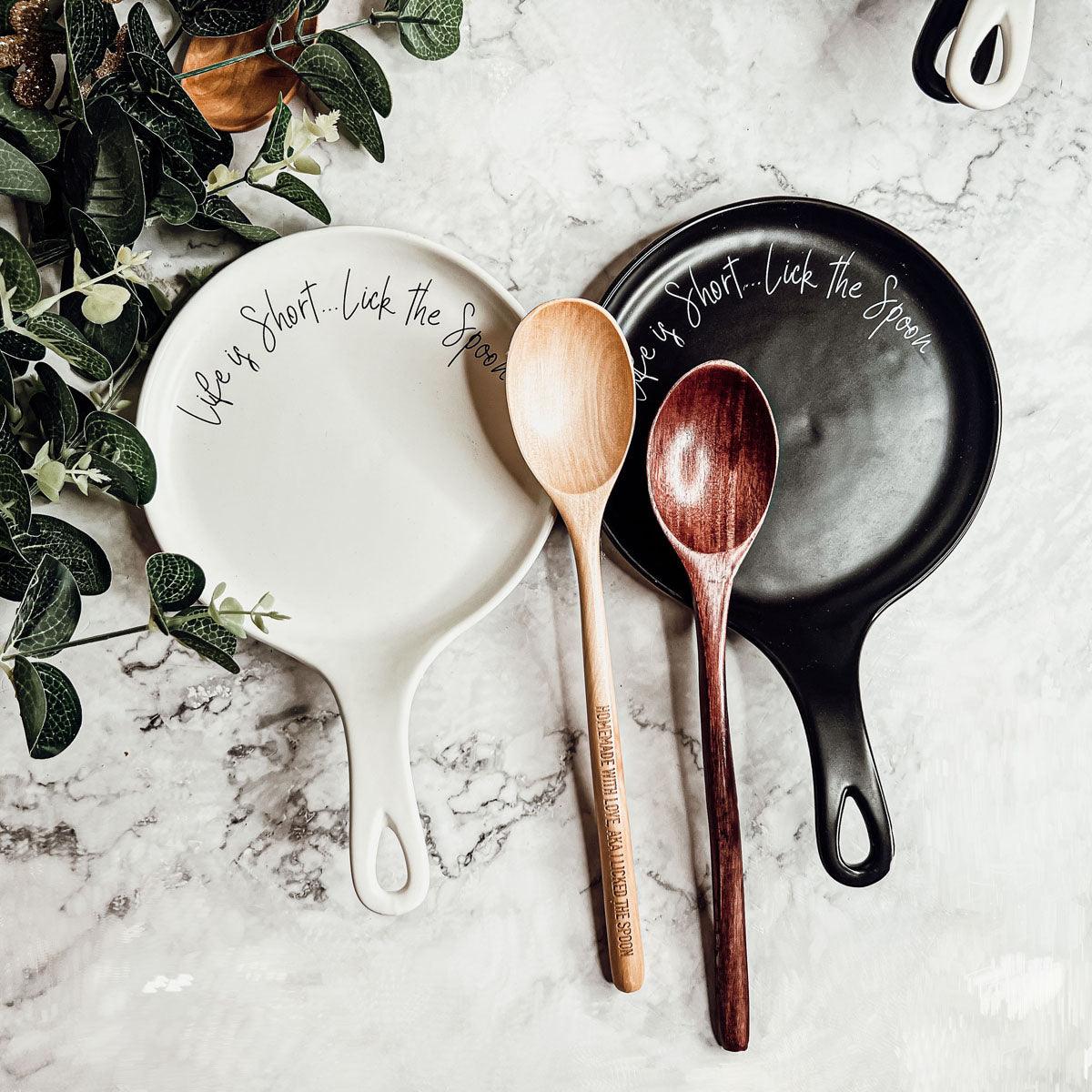 Large Give It a Rest Spoon Rest and Wooden Spoon  — Select Your Style & Spoon