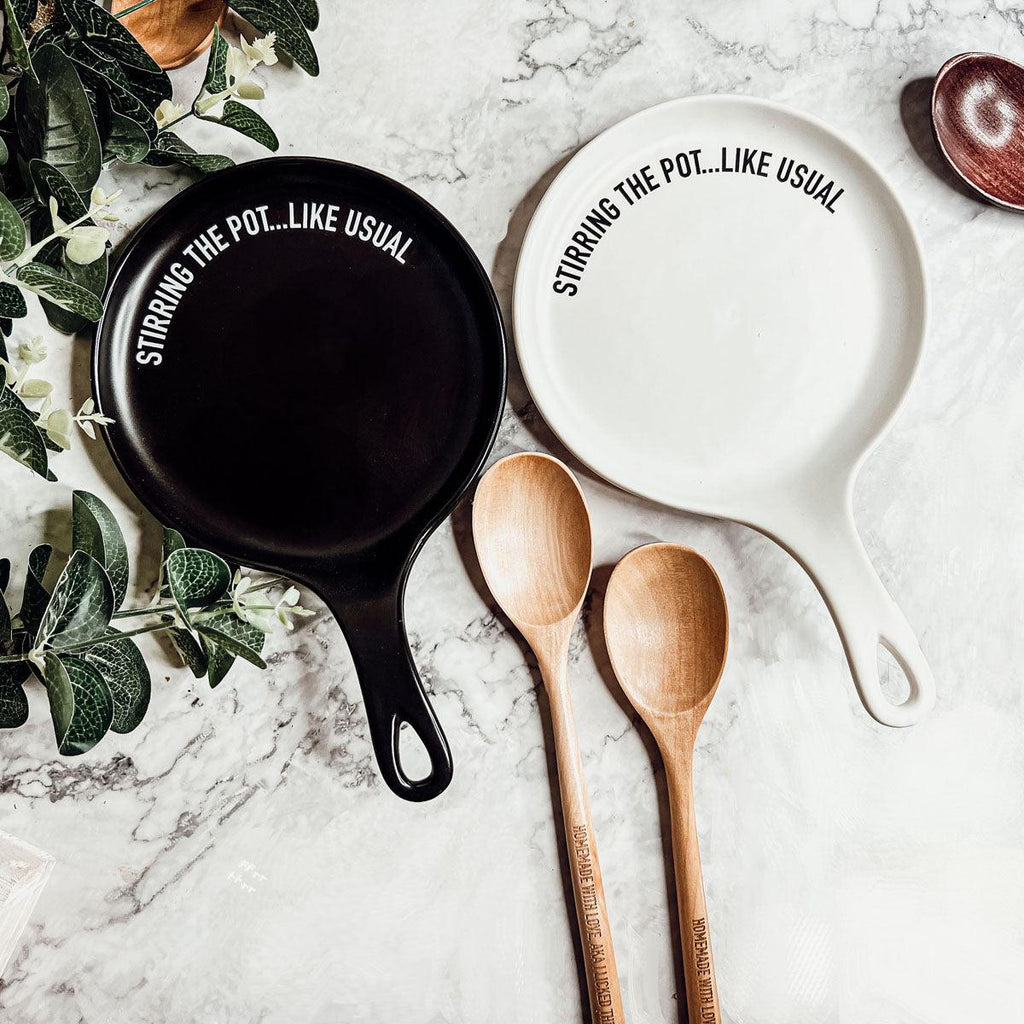 Large Give It a Rest Spoon Rest and Wooden Spoon  — Select Your Style & Spoon