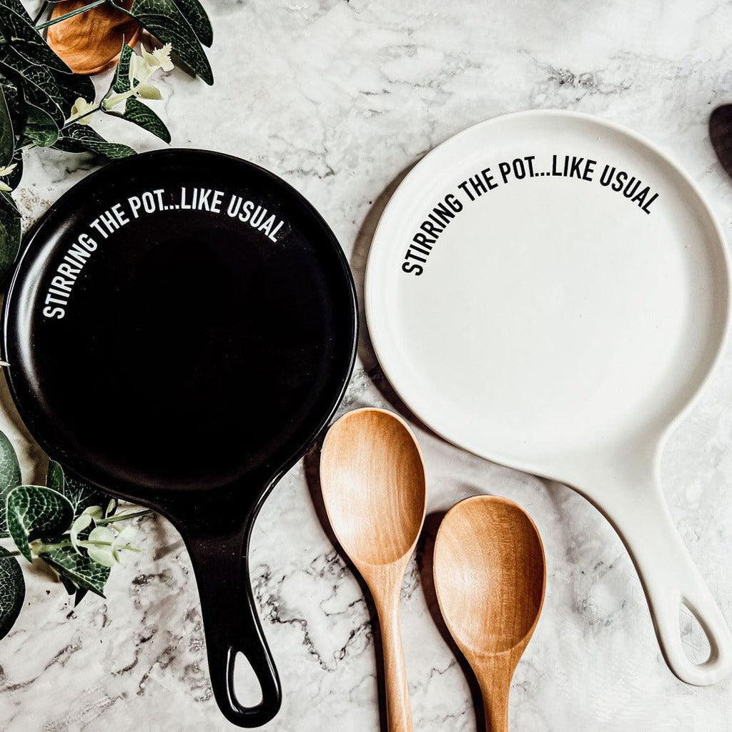 Large Give It a Rest Spoon Rest and Wooden Spoon  — Select Your Style & Spoon