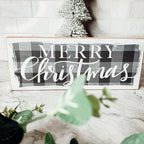 Handmade Wooden Buffalo Check "Merry Christmas" Sign